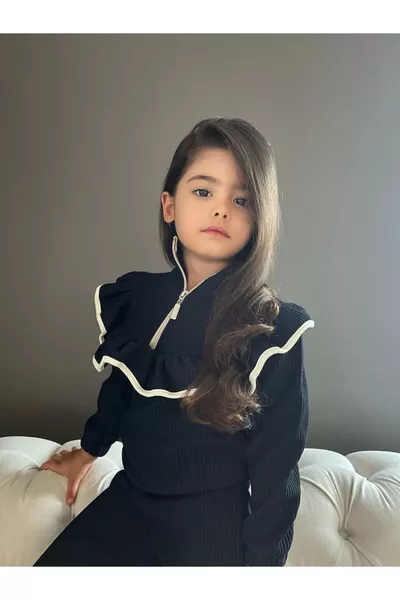 Girls' Slim Fit Turtleneck Top and Flared Pants Set 