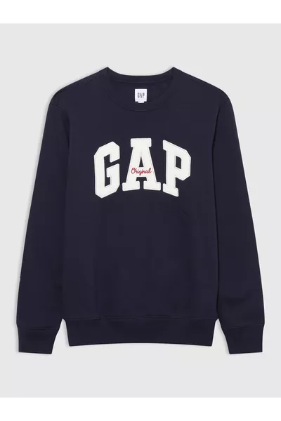 Erkek Lacivert Logo Bisiklet Yaka Sweatshirt