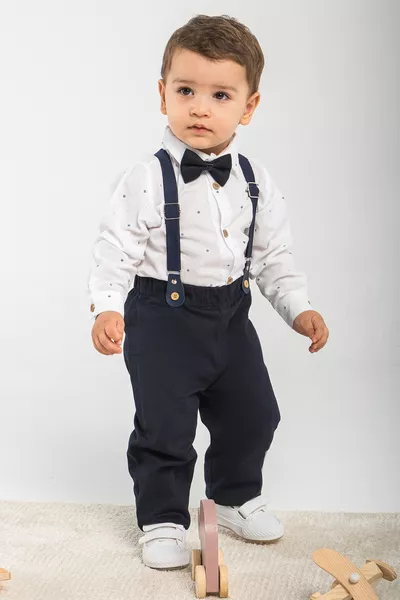1-5 Years 4-Piece Bow Tie and Romper Suit Baby Outfit
