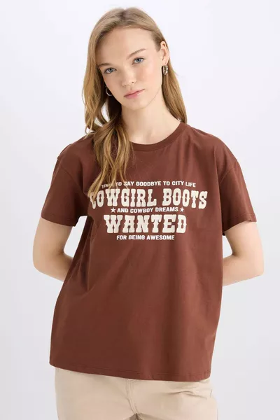 T-shirt à manches courtes imprimé col rond Regular Fit SM