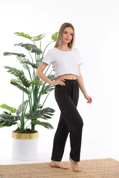 Унисекс черные однотонные термопижамные штаны