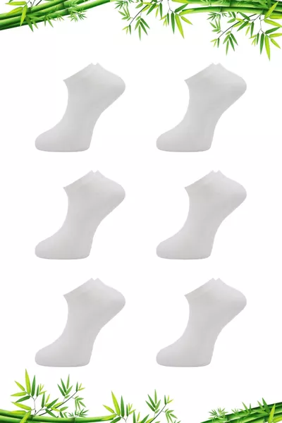 Calzini da donna in bambù, senza cuciture, confezione da 6, bianchi
