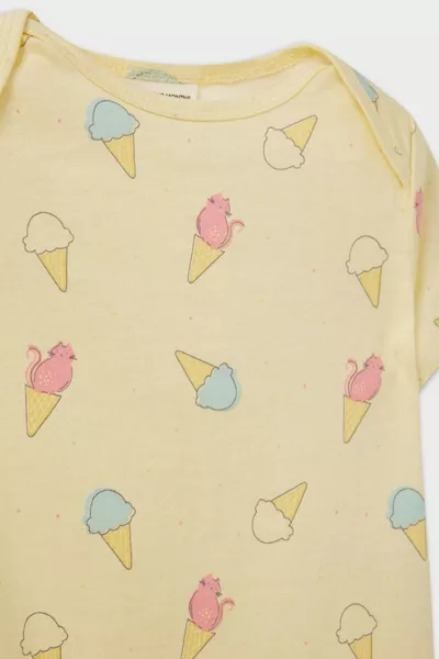 Baby Girl Newborn Ice Cream Pattern Cotton Short Sleeve Romper HS