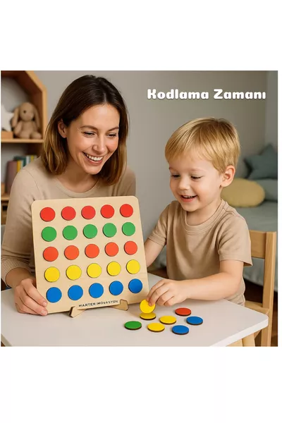 Montessori Farbspiel Robotik-Coding Pädagogisches Holzspielzeug, Pädagogisches Brettspiel, Holz Zuordnung