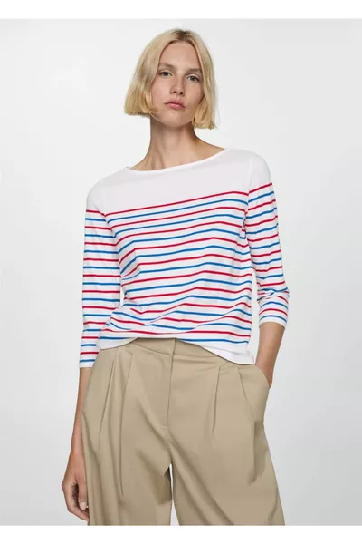 Striped boat neck t-shirt