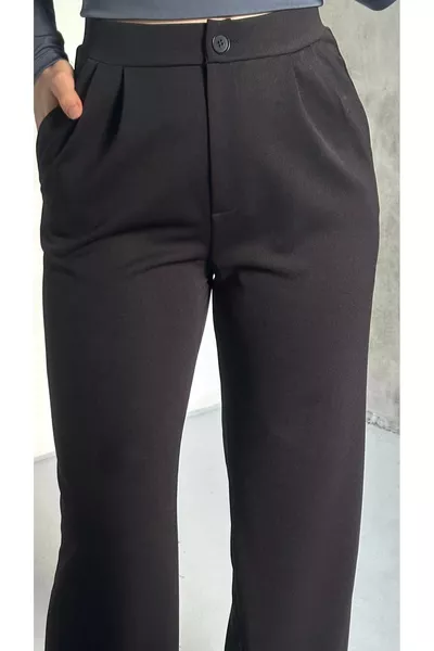 Damen Anthrazit Hohe Taille Weite Palazzo-Hose