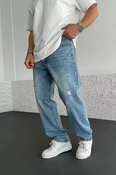 Pantalon en jean bleu baggy, coupe confortable