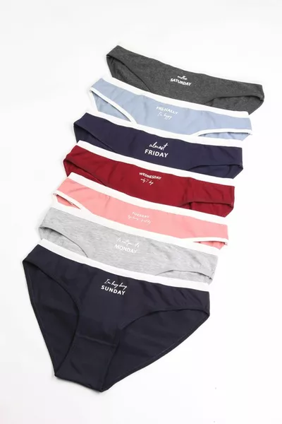 Dames 7 Dagen Zeer Kleurrijke Katoenen Lycra Slip 7-pack 