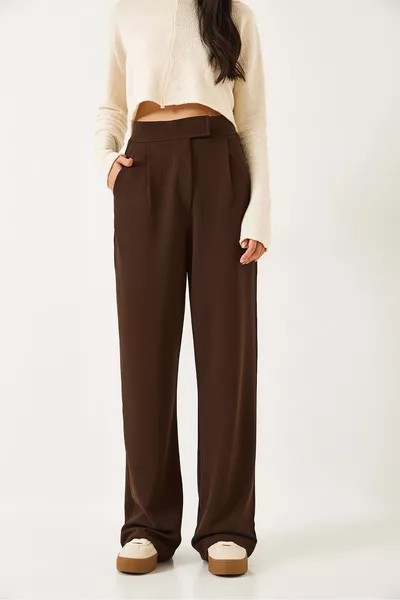 Kadın Beli Cırtlı Rahat Palazzo Pantolon  