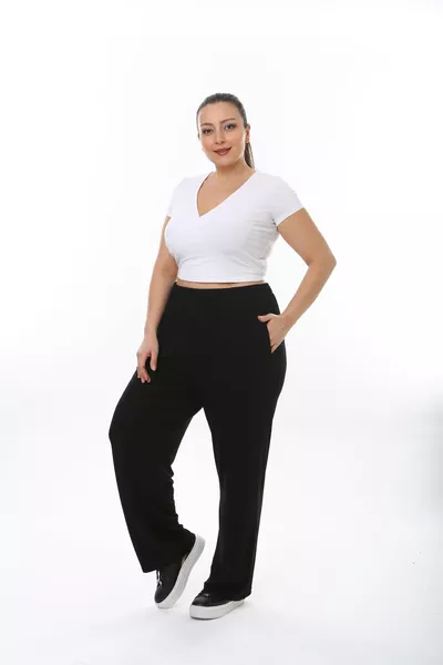 Women's Plus Size Various Viscose Spring Summer Black Pants