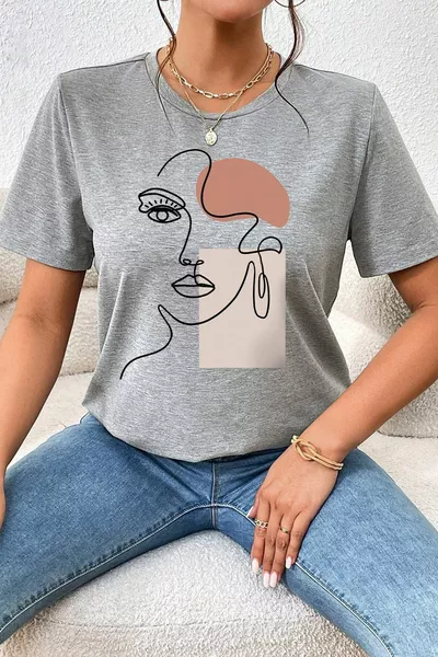 Unisex T-Shirt mit Make-up-Silhouette-Print