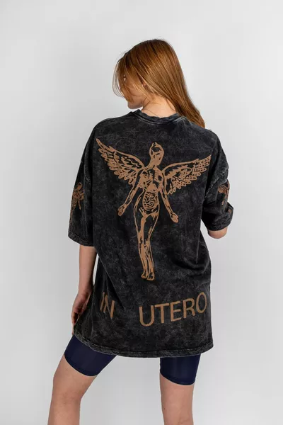 Lavabile Nirvana Back Stampato Unisex Maglietta Oversize