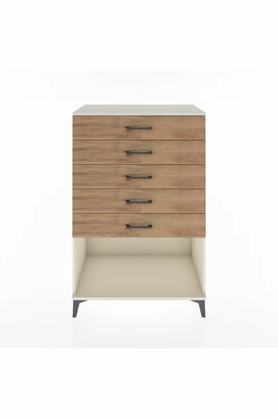 خزانة هايبريون بخمسة أدراج من حجر القمر والصنوبر