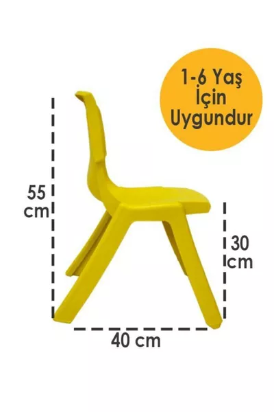 Sarı Kırılmaz Çocuk Sandalyesi - Kreş Ve Anaokulu Sandalyesi 2 Adet