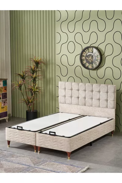 Bengü Tweepersoons (BEDBODEM HOOFDEIND MATRAS) 3-Delige Set (JERY KREM)