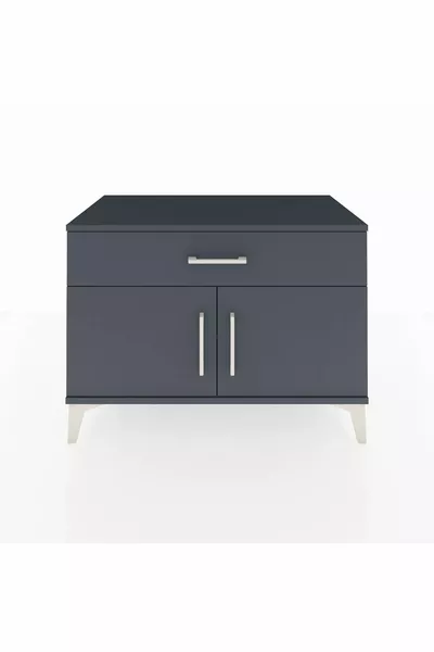 خزانة هايبرون بروفيل برافعة واحدة ودرج واحد وغطائين، رمادية داكنة-رمادية داكنة