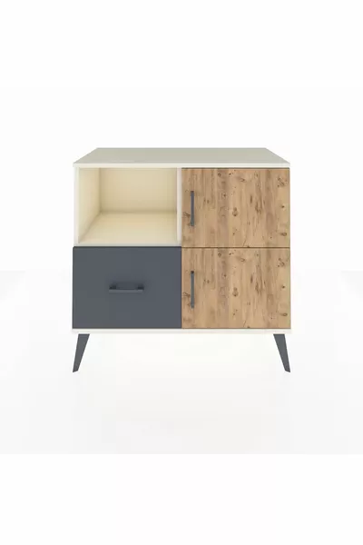 Hyperion Dressoir met 2 planken, 1 lade en 2 deuren, Maansteen-den/antraciet