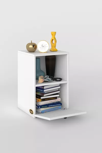 Komodin Yokatta Byz ** Nightstand with Bookshelf and Shoe Cabinet, Covered and Backed