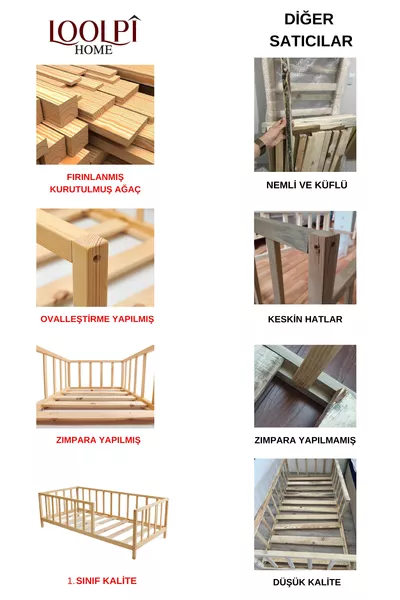 – Unisex Montessori Baby- en Kinderbed van Natuurlijk Hout