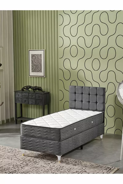 Bengü Single Bed (Base, Headboard, Mattress) 3-Piece Set