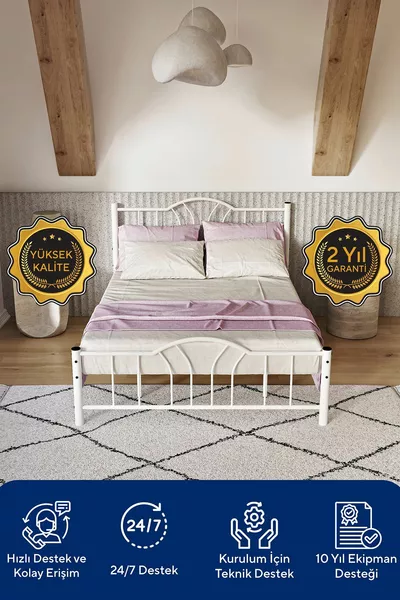 Lit en métal forgé Bella double blanc