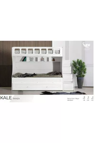 سرير بطابقين ثلاثي مع سلم من خشب MDF كالِ