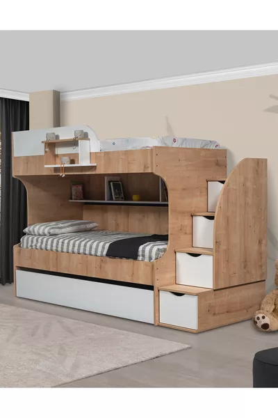 سرير طابقين، سرير بطابقين أورا مع جرو - 3 أسرة مريحة