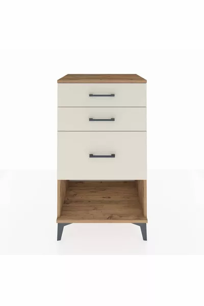 كومودين هايبرون بـ 3 أدراج من خشب الصنوبر وحجر الآياشت