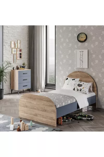 Izmir Tek Kişilik Karyola Tamamı Mdflam  Flora Antrasit