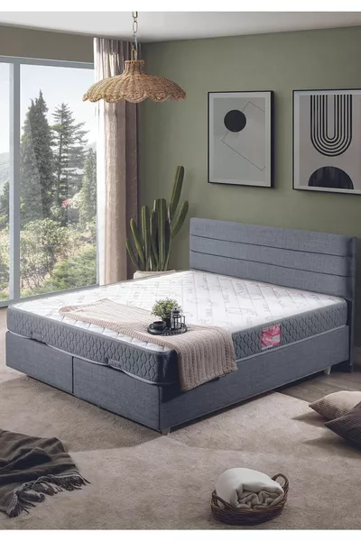Sofia Double Bed Base and Headboard Letto Bedroom Set Gray