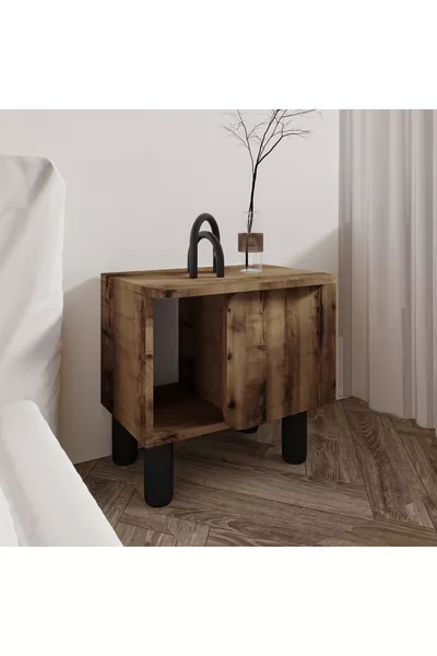 نهر كومودين – طاولة سرير أنيقة وعملية من خشب الجوز العتيق