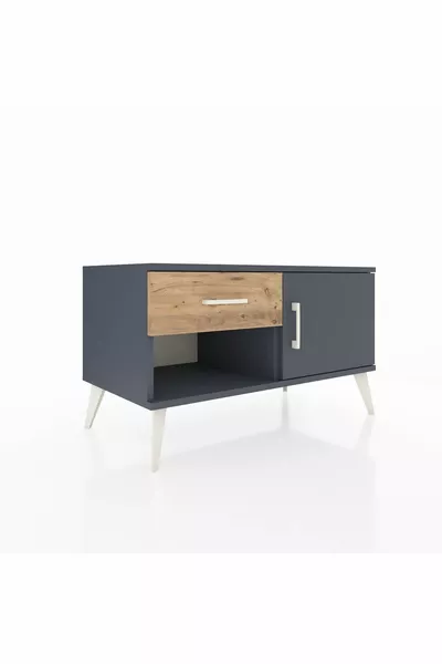 خزانة هايبريون رف واحد، درج واحد، باب واحد، أنثراسيت-أنثراسيت/صنوبر