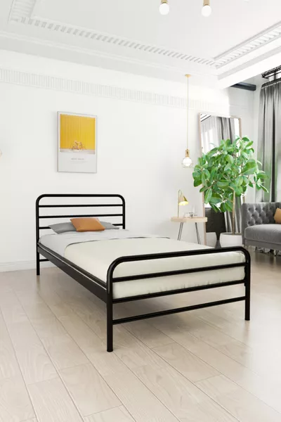 Milas Metal Bed Frame Black Single Iron Bed