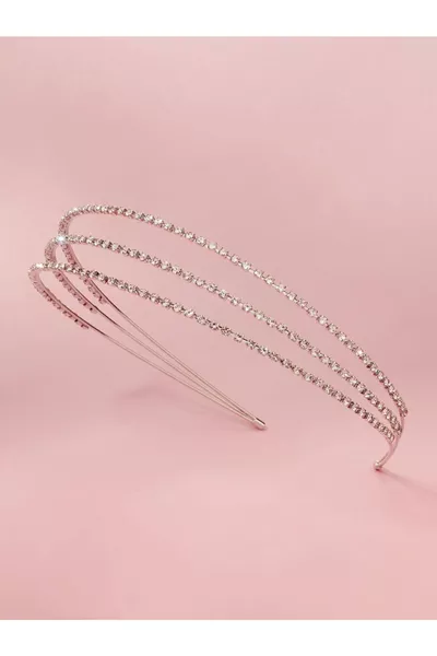 Three-Row Zircon Stone Silver Crown