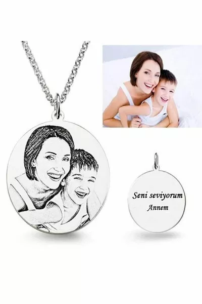 Personalized Necklace with Photo Print and Laser Engraving
