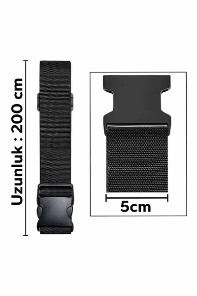 Black Luggage Strap with Extra Safety Lock Buckle, Adjustable, 2 Pieces, 5cm x cm