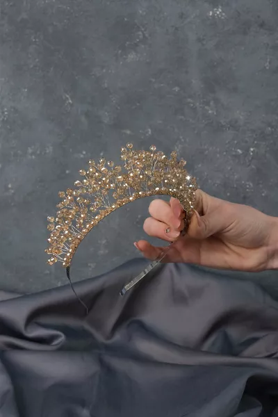 Aren Bridal Henna Crown with Crystal Beads