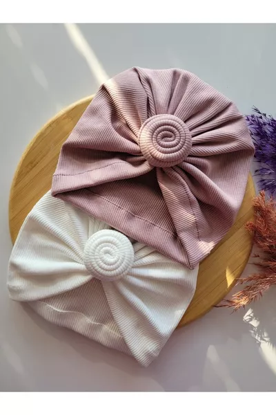 قبعة بألوان زاهية للأطفال والبنات مع تطريز على شكل كشكشة، طقم من قطعتين