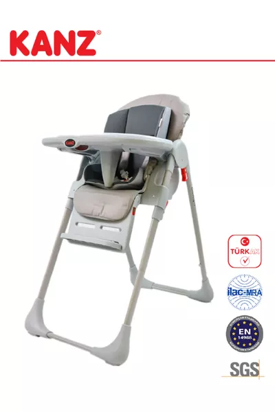 كرسي كامبو ماما قابل للحمل، سهل الطي، قابل لتعديل الارتفاع، مزود بعجلات ووسادة مبطنة، رمادي