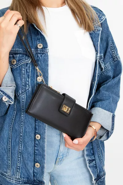 Голяма портмоне с отделения за телефон, дамски с каишка за китка, портфейл от изкуствена кожа