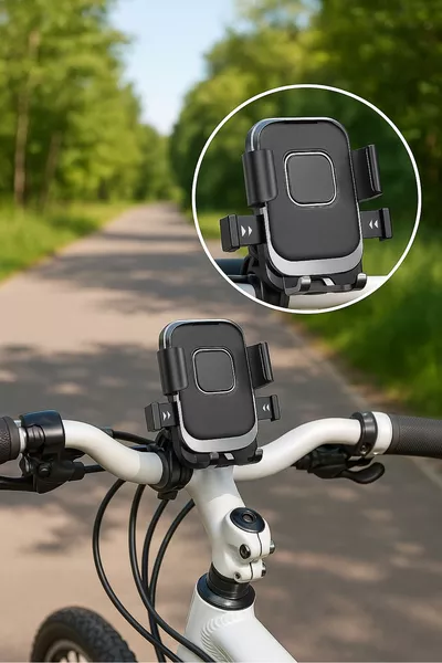 حامل هاتف قابل للتدوير بدرجة لمقود الدراجة النارية والدراجة الهوائية والسكوتر