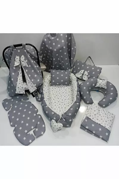 Babynest Grauweiß Stern Lu Babynest Set