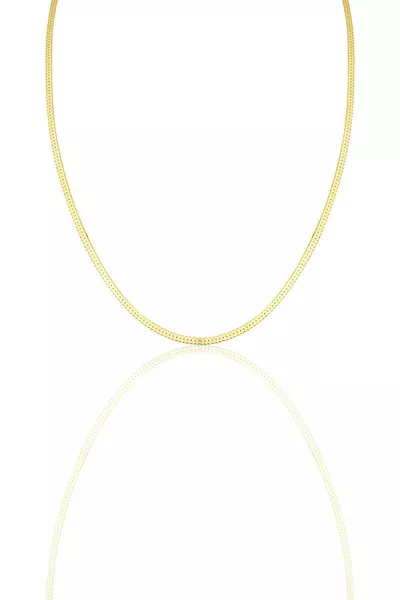 Silver Italian Flat Chain Necklace Gold