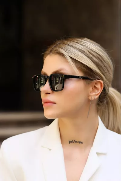 Unisex Siyah Kare Güneş Gözlüğü