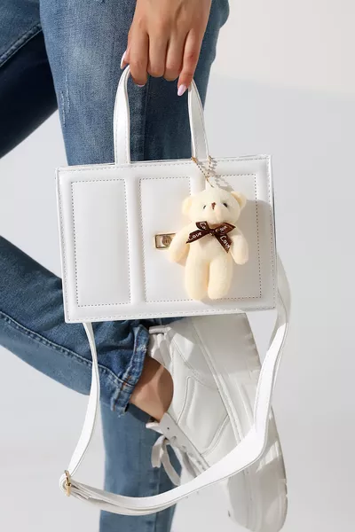 Dameshandtas met witte beerprint