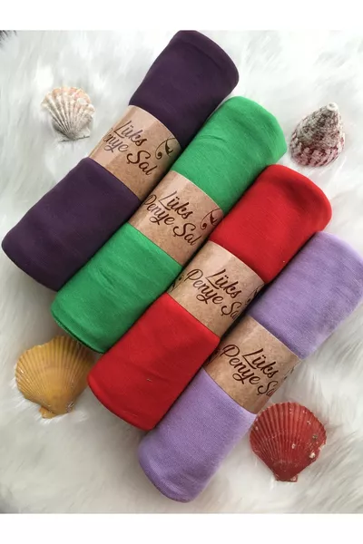 طقم شال قطني 4 قطع (ليلاك - بينيتون - أحمر - ليلك)