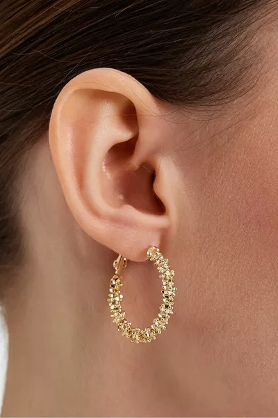 Gold and Silver Clip-On Textured Hoop