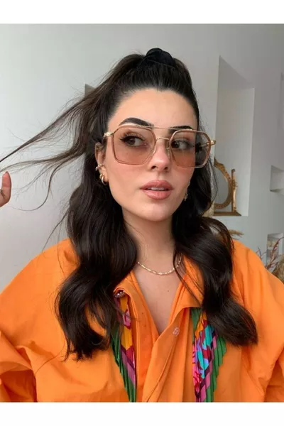 Henry Gold Frame Rose Lens Rectangular Square Unisex Style Sunglasses