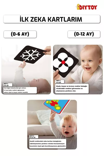 بطاقات ذكاء طفلي الأولى  شهر + بطاقات ذكاء التعليم المبكر 0-6 أشهر