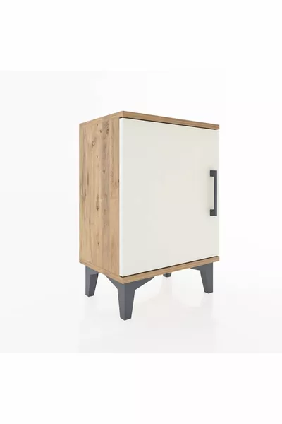 أرجس كومودين بباب واحد ورفين خشب الصنوبر وحجر الآيا